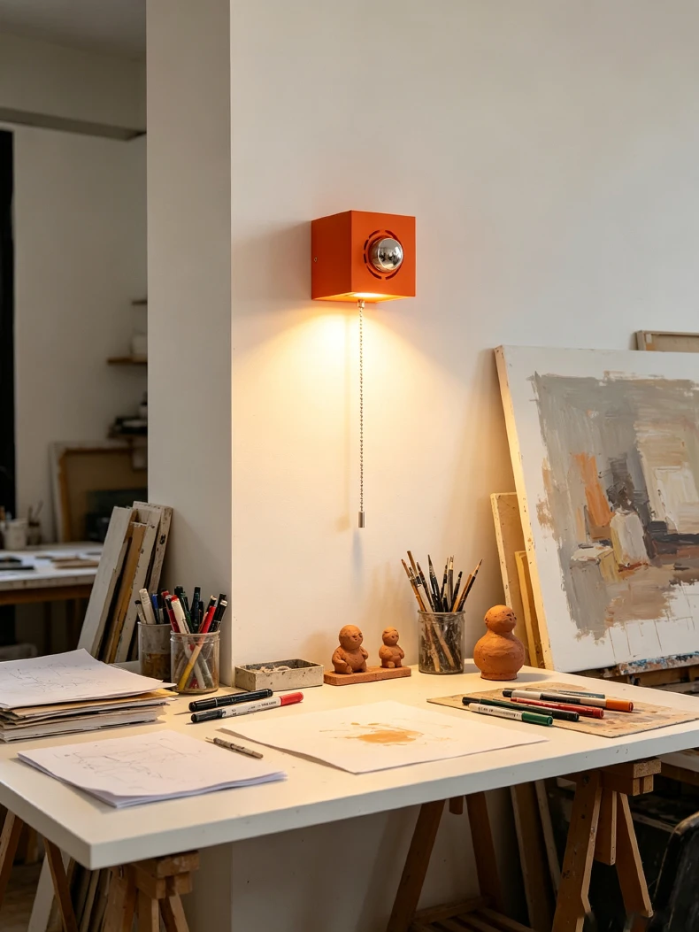 Metal Orange Wall Light Home Art E27 Bulb Indoor