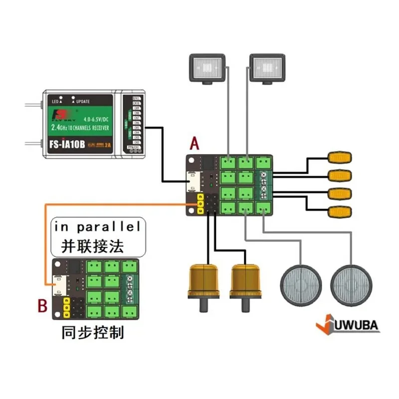 RC 1/14 LED-Steuermodul Lichtsystem-Erweiterungsplatine für Tamiya Hydraulikbagger Lader Muldenkipper DIY-Teile – Detail 6