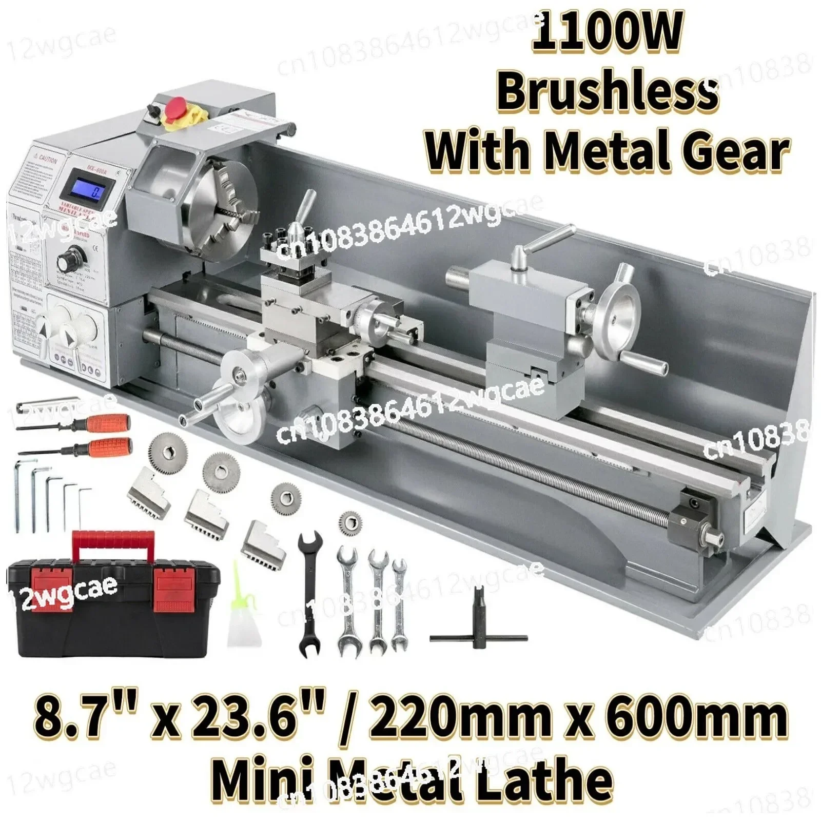 1100W Metal Lathe MX-600A Mini Lathe Machine Brushless Motor 38mm Through Hole 125mm Chuck MT5 Metal GearAutomatic Tool Feeding