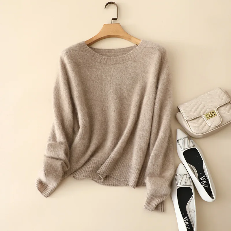 

masigoch autumn winter europe new styles luxury 100% brush cashmere sweater crewneck