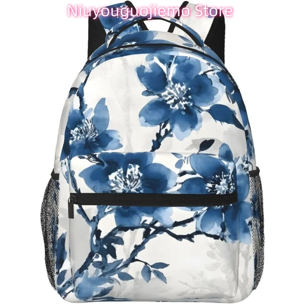

Blue Plum Blossom Lightweight Laptop Backpack Lightweight Multipurpose Travel Casual Daypack Unisex College Backapcks for Men Wo