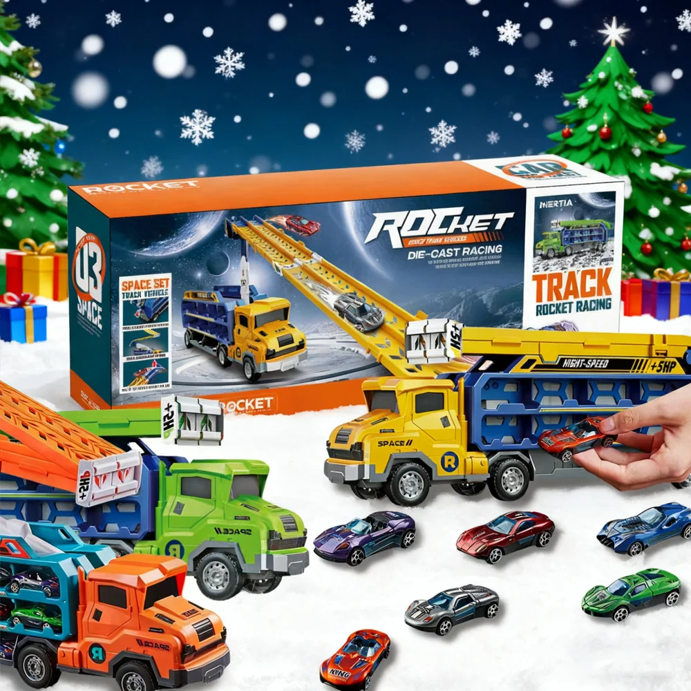 Zestaw torów wyścigowych 3D dla chłopców i dziewcząt, składana konstrukcja, idealny prezent świąteczny, zabawka edukacyjna.