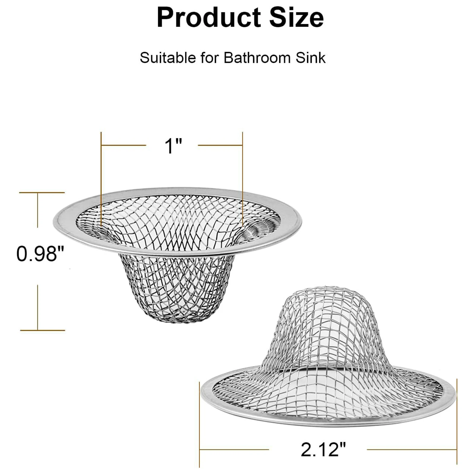 6pcs Mesh Metal Sink Strainer piccolo cestino per capelli in acciaio inossidabile Catcher per lavello da cucina bagno vasca da bagno lavabo