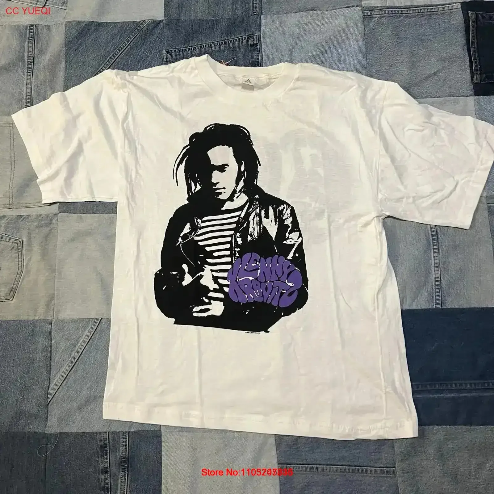 Camiseta Vintage de los 90 de Lenny Kravitz, Doble Cara, Let Love Rule, Talla L XL, Lavada, Estilo Urbano para Hombre, Elástica, Vintage