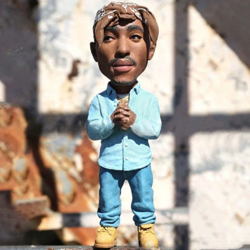 10cm Small Pop Rapper Star Tupac Figure Cool Hip Hop Guy Creative Desktop Statue Home Living Room Office Decor Biggie Doll