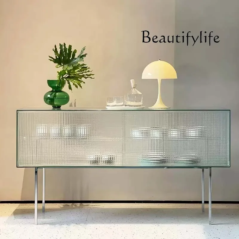 TT Italian minimalist glass side cabinet integrated locker against the wall, living room storage, dining room side cabinet desig