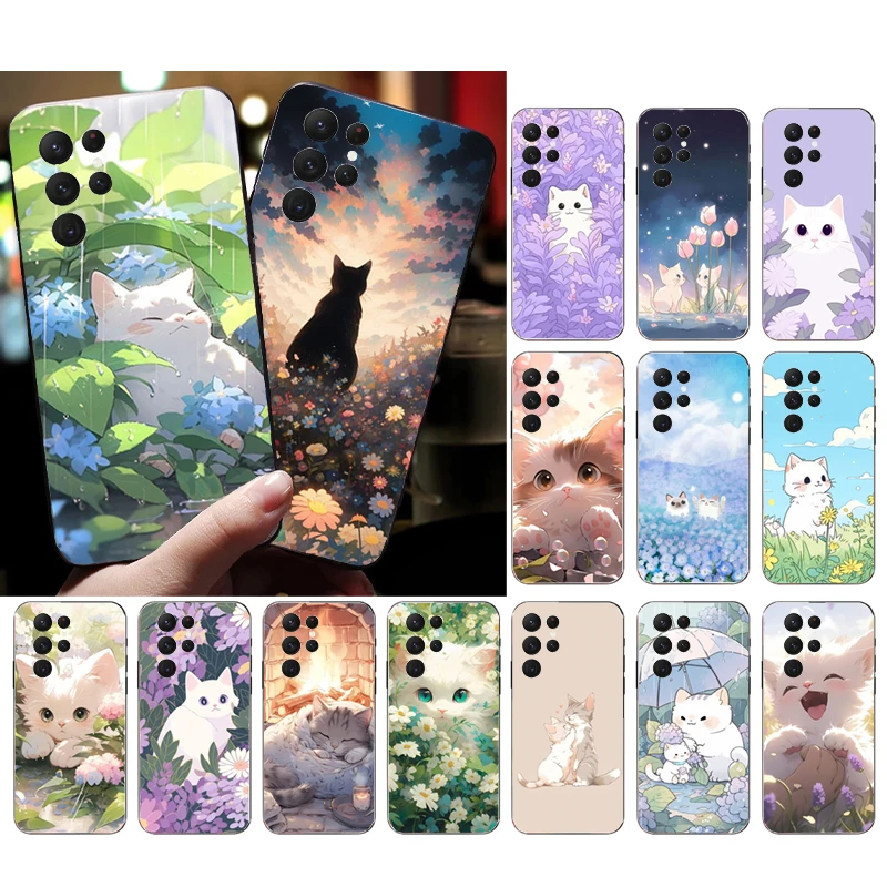 かわいい猫のスマホケース Samsung A35 A55 A54 A15 A25 A05s A05 A22 A24 A52 A33 A34 M34 M14 M54 M23対応