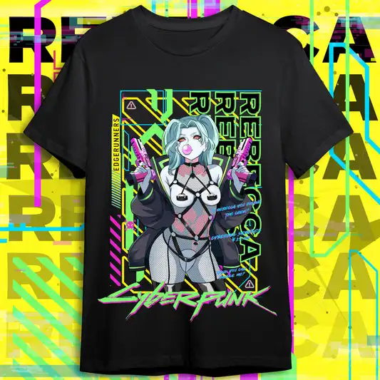 Cyber Rebecca  Kawaii AnimeT shirt Graphics  Unisex All Size Cotton