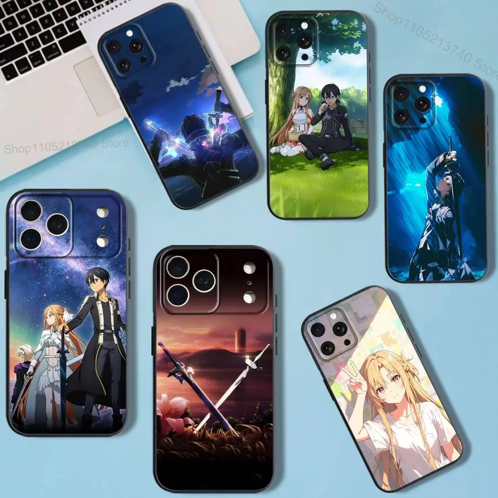 

K-KazutoS cool K-Kirigaya-es allover print Phone Case For iPhone 11,12,15,16,17,13,14,Pro,Max,Plus,E,Mini,Air,SE4 Black Soft
