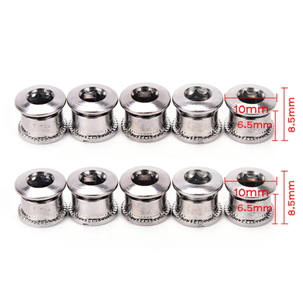 10Pcs Bike Chainring Bolts Road Plate Screws Single/double Crankset Bolts Chainwheel Screw Crank Part Stainless Steel Accessory