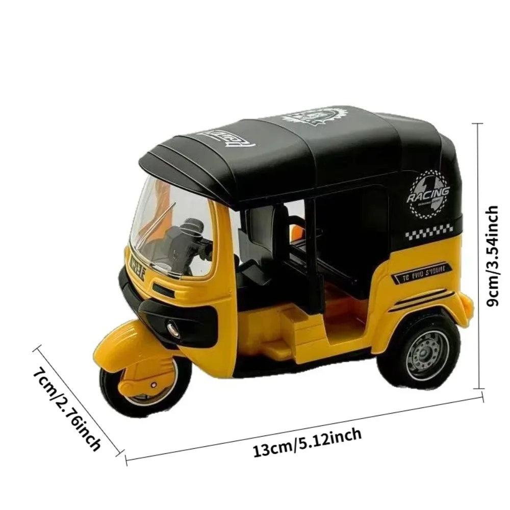 Pull Back Tuk Tuk Rickshaw Toy Three-Wheeled Taxi Model Vehicle for Kids Children, Random Color and Style