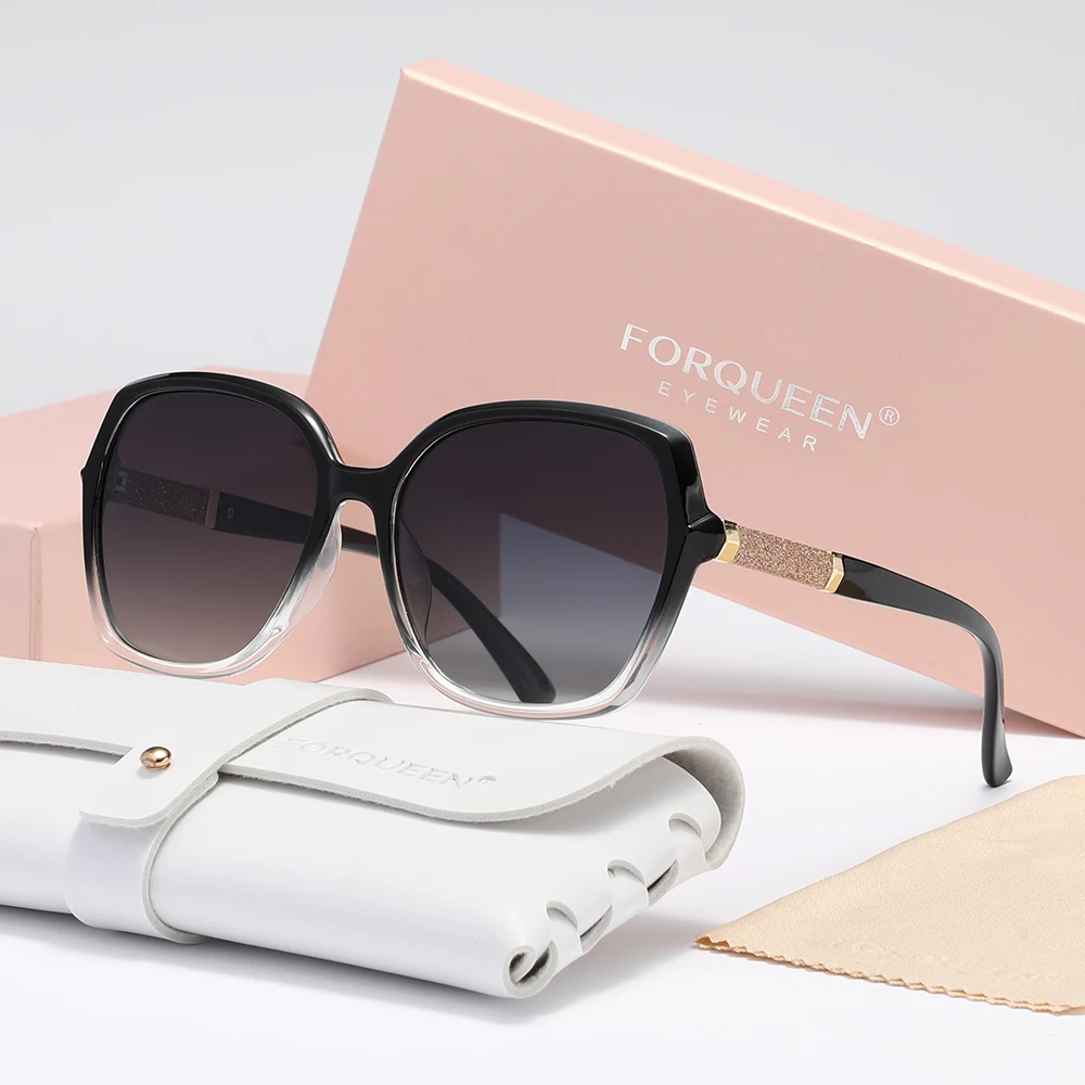 2025 FORQUEEN نظارات شمسية نسائية عصرية مستقطبة مضادة للأشعة فوق البنفسجية 400 بإطار كبير لقضاء عطلة للسيدات