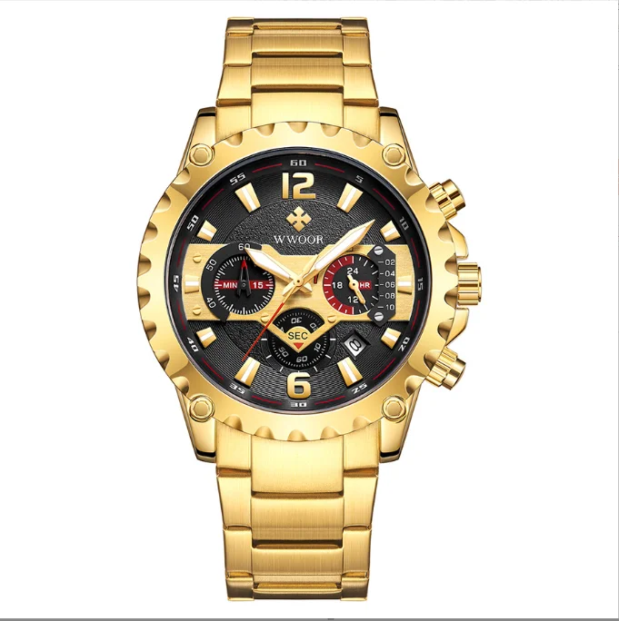 

Gold Wrist Watch for Men Business Men's Watch Sports Calendar Watch Quartz Wristwatches