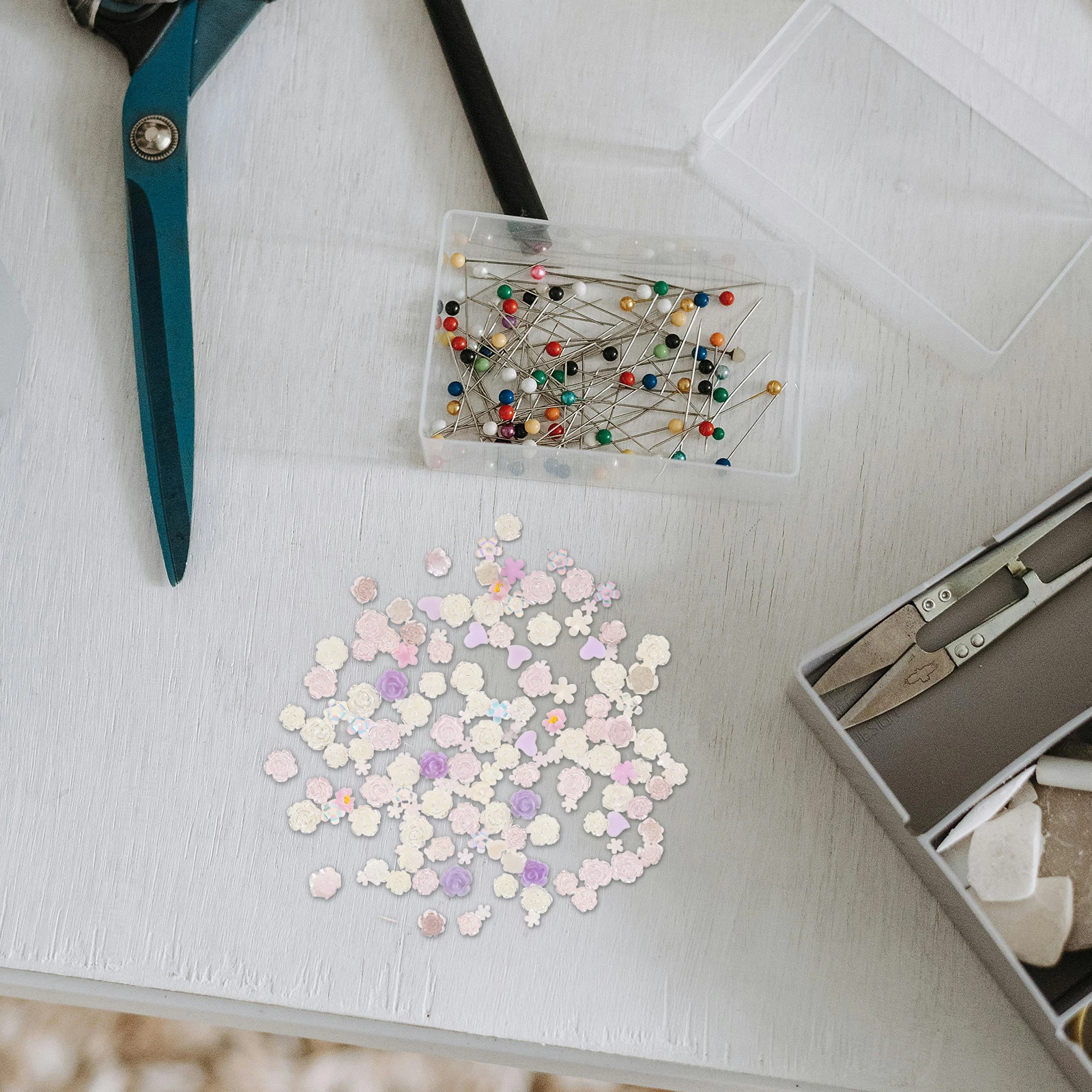 

3 Bags Resin Flower Nail Decorations DIY Craft Decors Rhinestone Beads Small Accessories for Manicure Lightweight Unique Design
