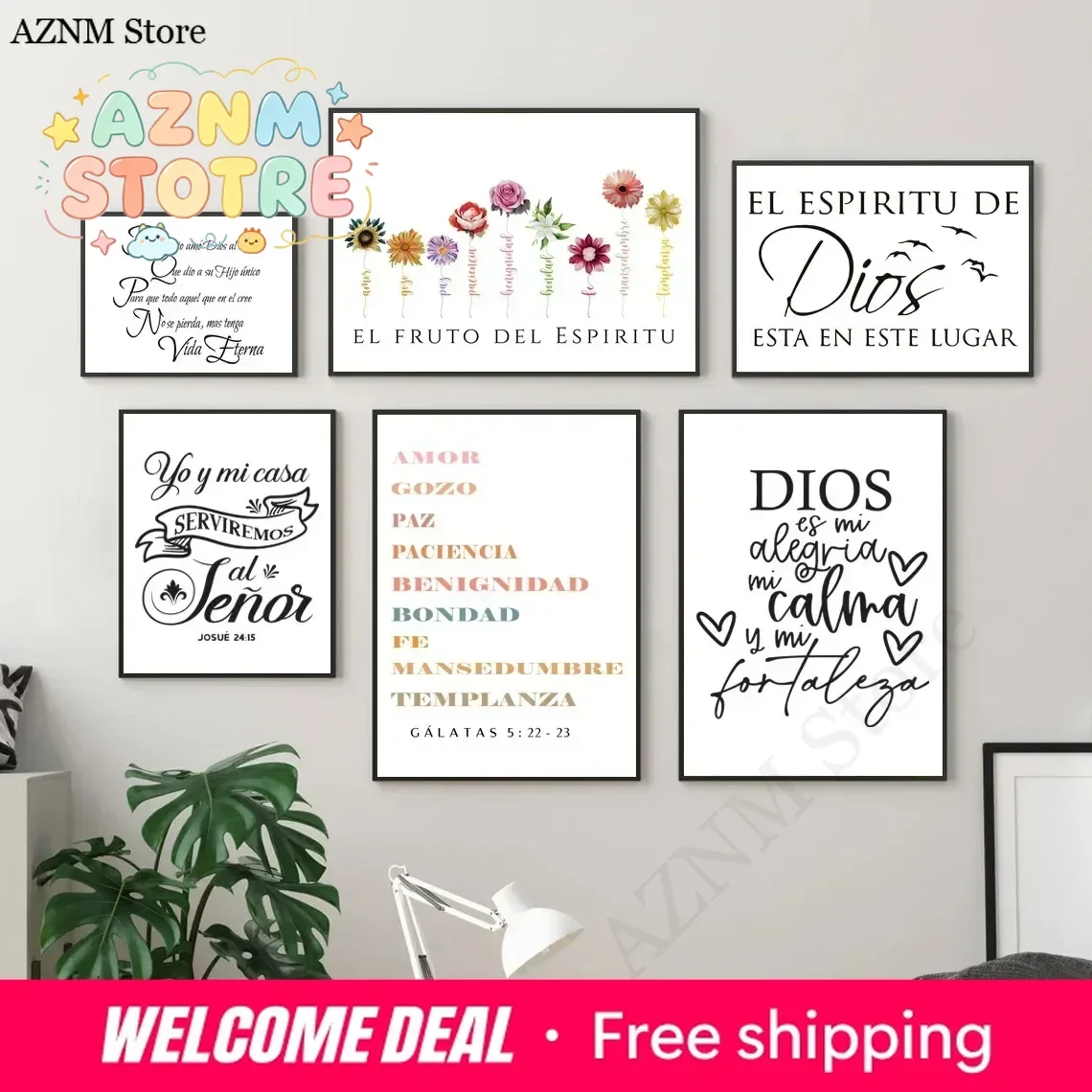Spanish Version Bible Verse Prints The Spirit of God Quote Poster Espanol Religious Canvas Painting Posters