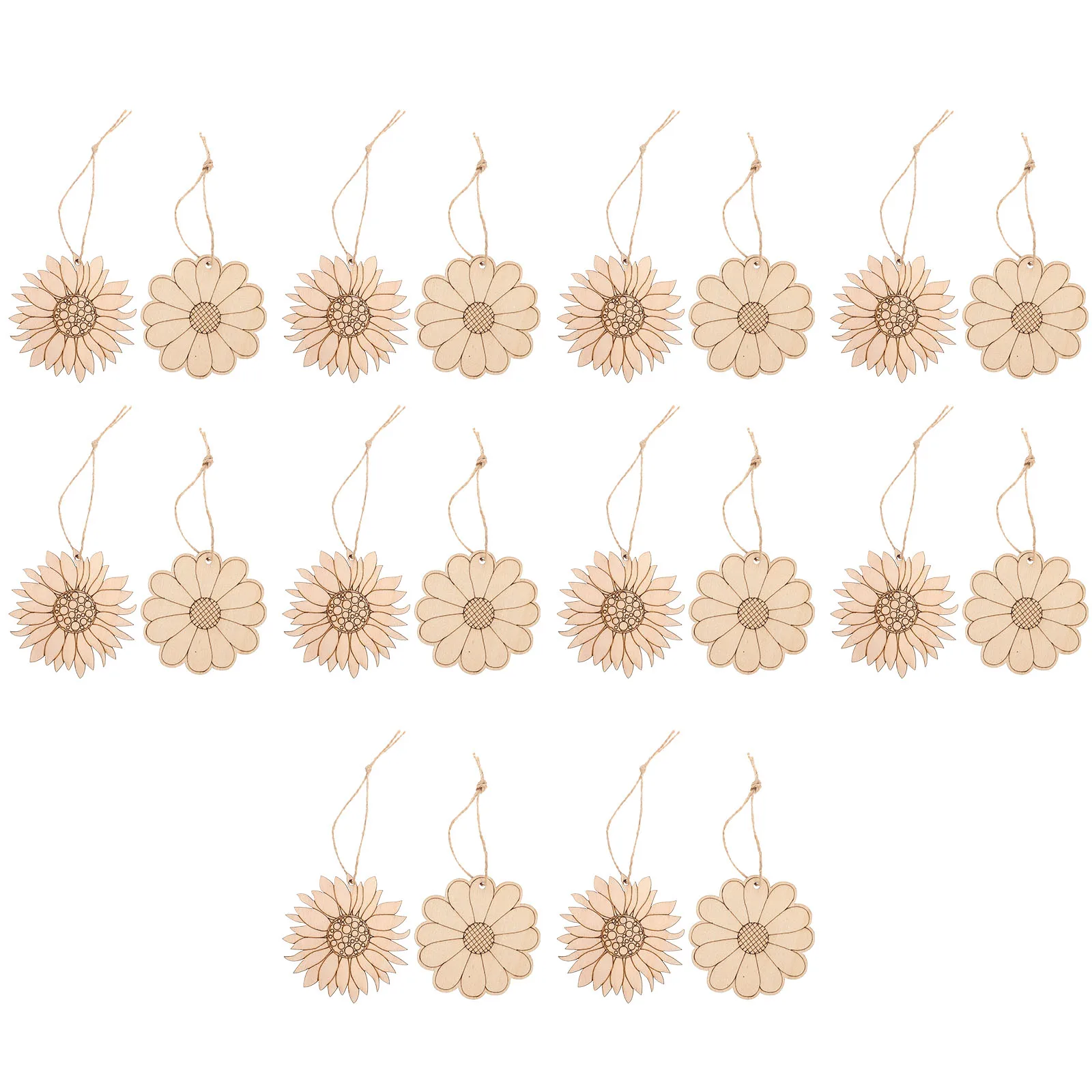 

20pcs Flower Shape Diy Wood Chips For Crafts Unfinished Wood Slices Smooth Surface Easy To Paint Stain Sunflower Decorative