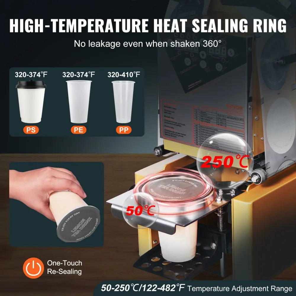 Sealing Machine 500-650 Cups/H Cup Sealer Machine for 90/95 mm Cup Electric Boba Sealer with for Bubble Milk Coffee - view 3