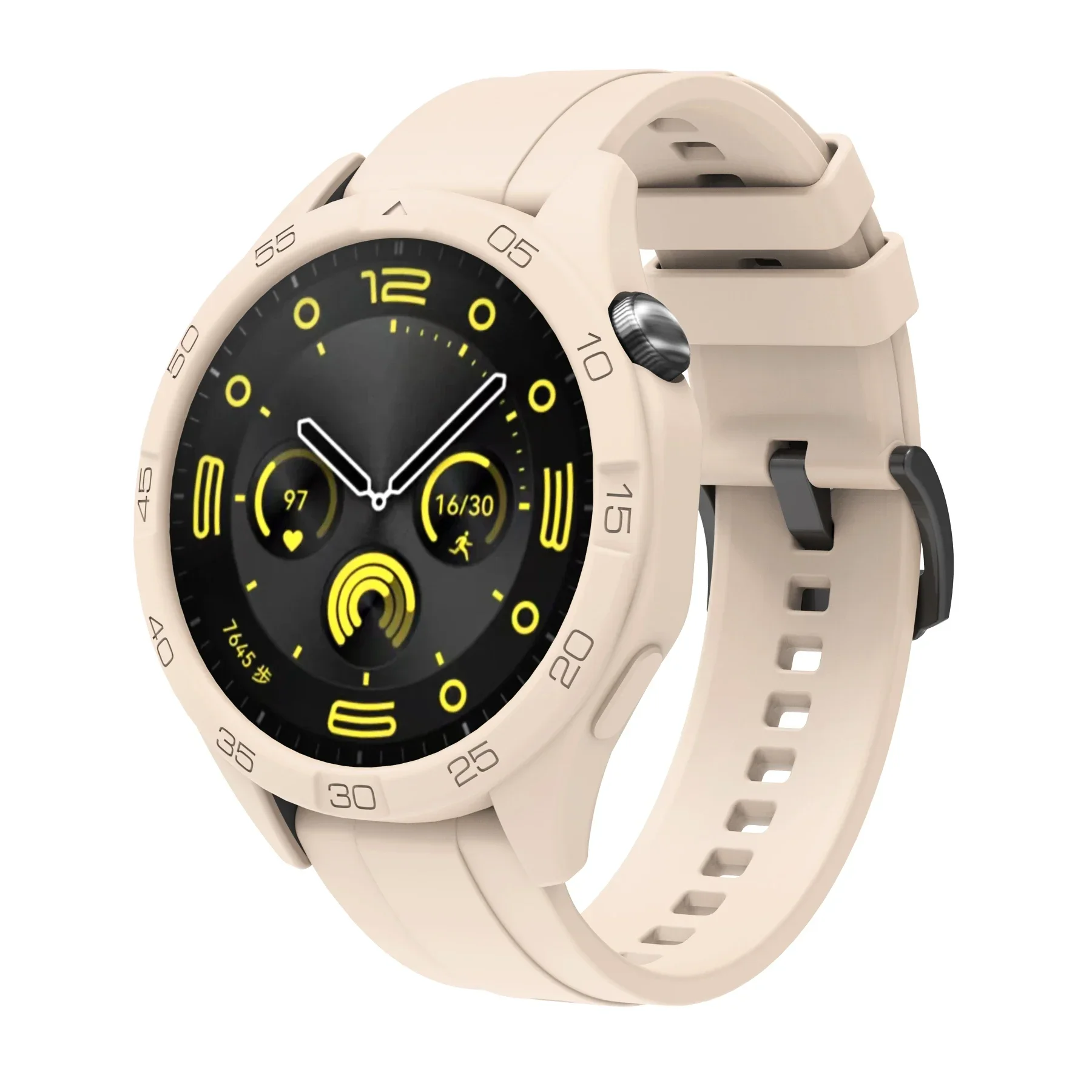 2 In 1 Case + Strap For Huawei Watch GT 4 46mm High Quality Silicon Watch Protector Shell And Band One Color Watchband Case