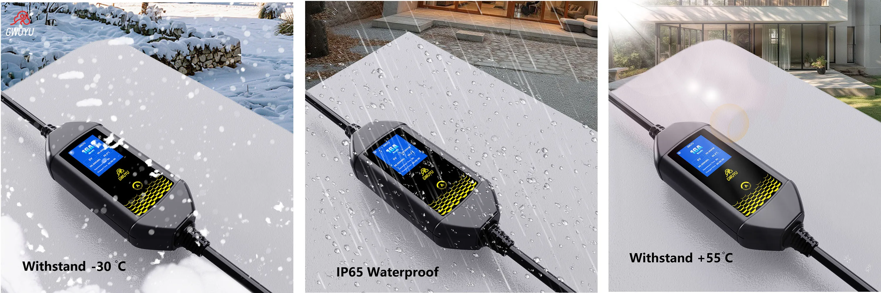 GWUYU 16A 3,5KW Typ2 Europäischer Standard-Stecker Tragbares Elektrofahrzeug-Ladegerät EVSE-Ladestation mit WLAN Bluetooth APP-Steuerung – Detail 15
