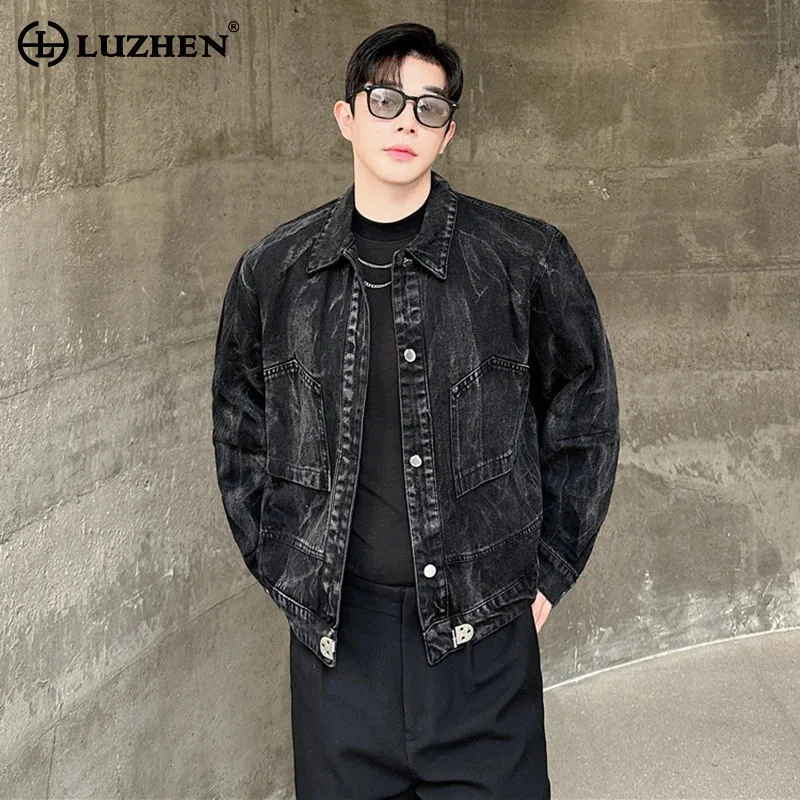 

LUZHEN 2024 Autumn New Trendy Personalized Washed Vintage Denim Jackets Stylish Pockets Design Men's Short Street Coat LZ5822