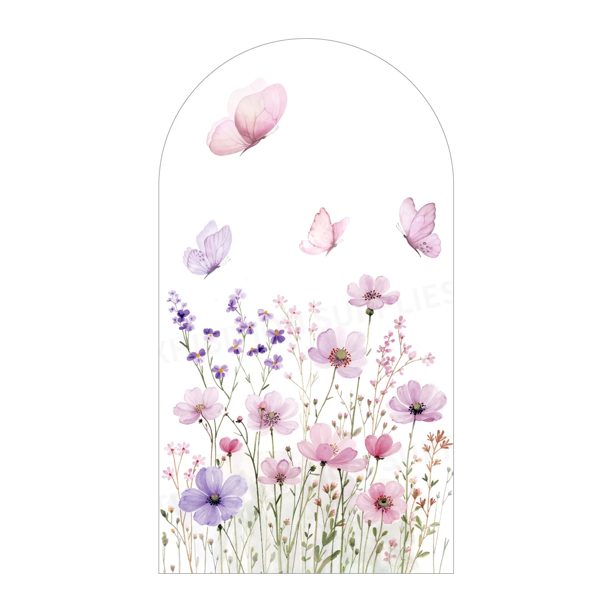 Arch Backdrop Cover Watercolor Butterfly Flowers Girl Birthday Photography Arched Background Baby Shower Custom Party Decoration