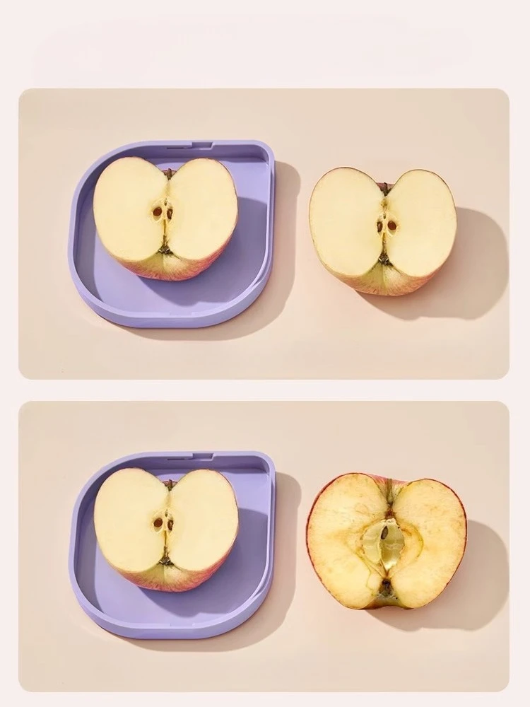 صندوق حفظ الفاكهة المختومة من السيليكون للطعام، صندوق فواكه شفاف إبداعي، صندوق تخزين بنصف الليمون والتفاح
