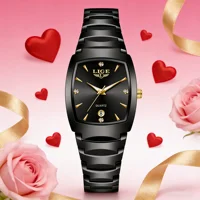 Reloj LIGE de lujo para mujer, reloj minimalista de acero inoxidable con diamantes de imitación para chica, relojes de pulsera para mujer, regalo del Día de San Valentín