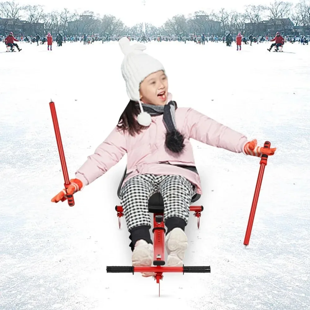 

Snow Racer Sled Ski Sled Slider Board Strong Load-Bearing 360° Non-Slip Foot Pedals Ice Skating Equipment for Teens Kids