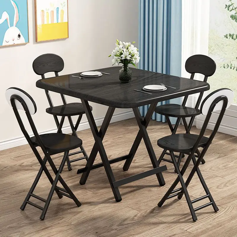 Folding table home dining folding simple small apartment dining table and chair combination portable