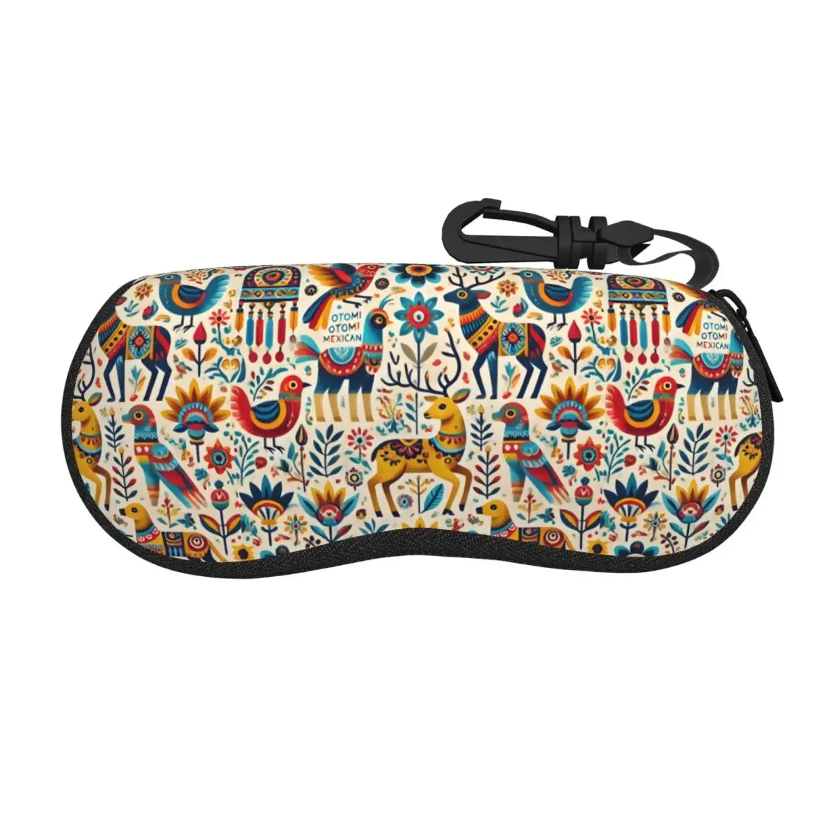 Custom Otomi Mexican Animal Art Eyeglass Glasses Case Soft Neoprene Glasses Pouch Portable Protective Sunglasses Box with Zipper