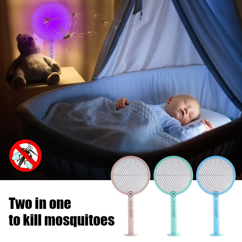 

Household Electric Mosquito Swatter Safe Rotatable Mosquito Killer Mosquito Rechargeable Fly Foldable Two-in-one Swatter U8V7