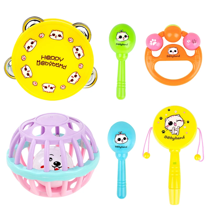 Baby sonaglio Intelligence Hand Grab Ball Toy Cartoon Ring Baby Sound Infant Toddler Toys Set 0-12 mesi regalo per bambini