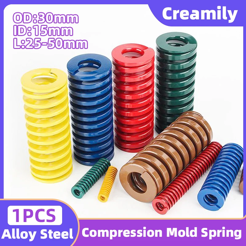 

Creamily 1PCS Mold Springs Spiral Stamping Compression High Precision Die Springs Outer Dia=30mm Inner Dia=15mm Length=25-50mm