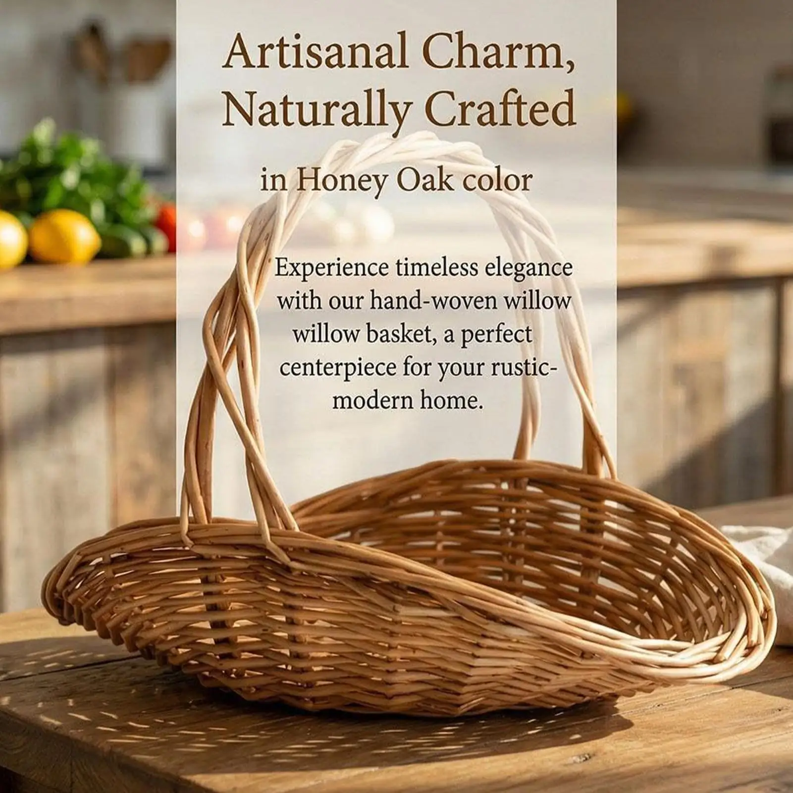Multi-Functional Rattan Wicker Woven Basket with Handle Garden Harvest Basket Wicker Storage Baskets for Picnic Storage Baskets view 5
