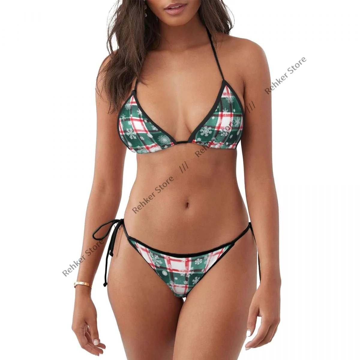 비키니 세트 수영복 여성 수영복 섹시한 푸시 업 수영 수영복 수채화 줄무늬 격자 무늬 눈송이 비치웨어 브라질