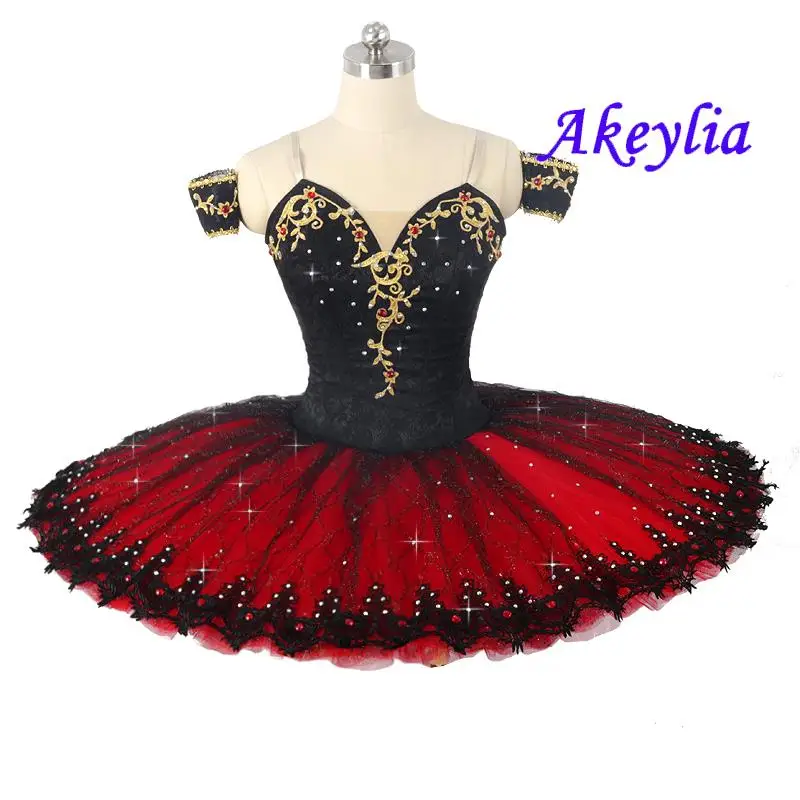 

Black red high quality professional Tutu tailor-made La Esmeralda performance ballet tutu split competition costume girls JN0449
