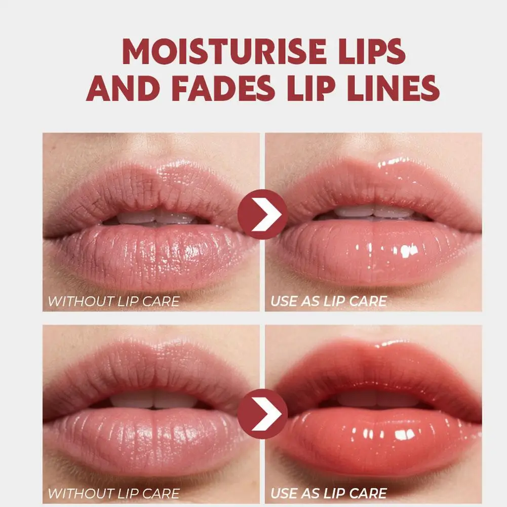 Cabezal de cepillo, bálsamo labial de gelatina hidratante y carnoso, nutritivo de larga duración, acabado brillante no pegajoso, aceite hidratante profundo para brillo de labios