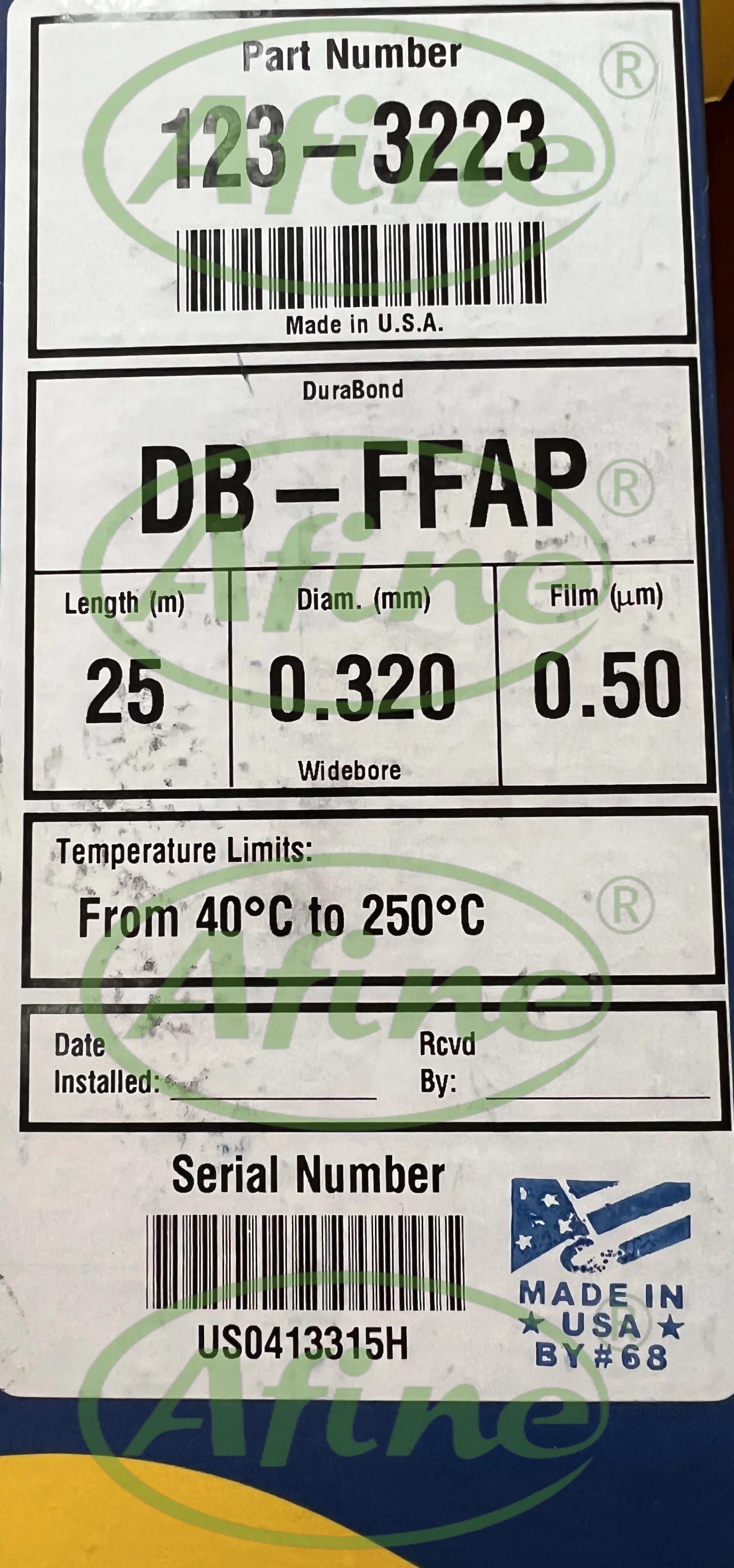 

AFINE Agilent JW DB-FFAP Columns 123-3223 Gas Chromatography Column 25m 0.32mm 0.50µm 7-inch Rack GC Systems