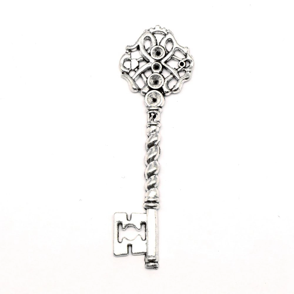 3pcs 27x67mm Keys Charms Jewellery Making Pendants Home Decor Crafts Girls Jewelry Antique Silver Color