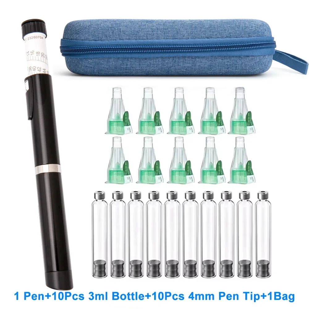Precise V3 Injection Pen Set Peptide Pen Dose Control 60IU-3ml Cartridge bottle,Injector pen,4mm Nibs,Pen Bag For Diabetics