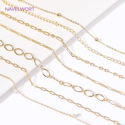 Wholesale 14K Gold Plated Brass Spool Chains Multi Styles Metal Bulk Chains For Jewelry Making DIY Necklace Bracelet Materials
