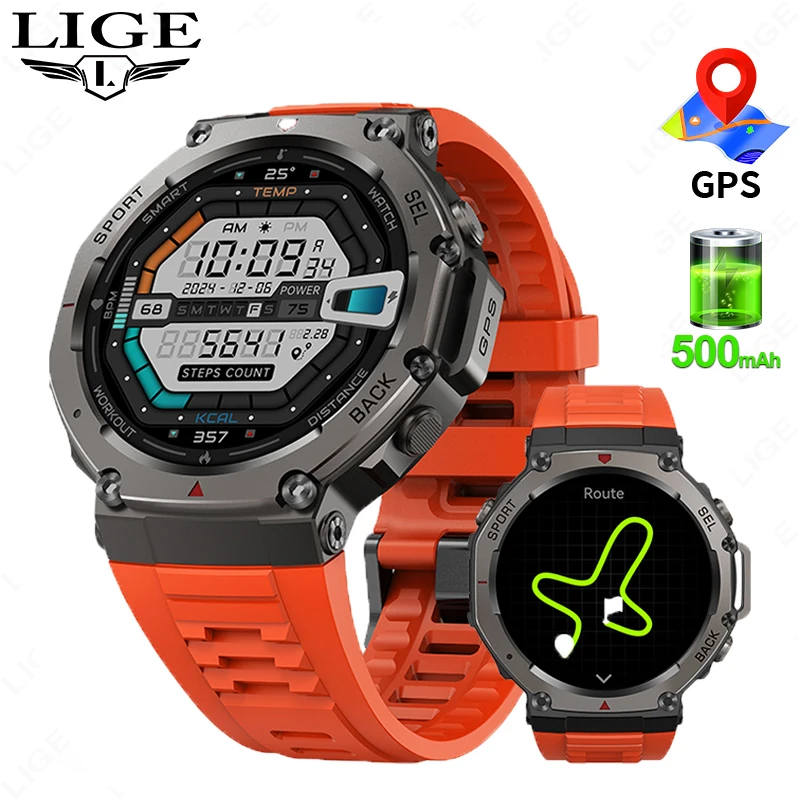GPS Smart Watch AMOLED 5ATM Waterproof Built-in Dual-band GNSS Compass Military Sport Fitness Smartwatch Men New For Android IOS