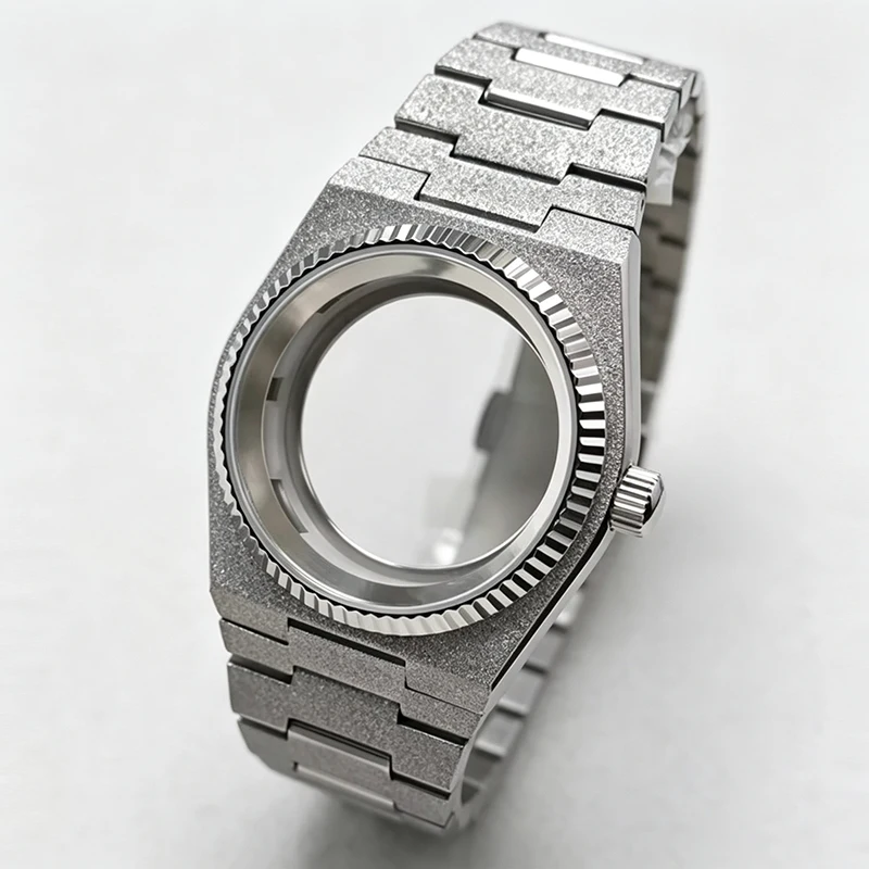 40mm Mod PRX NH35 Watch Case with Matching Bracelet Sparkle Sand Blasting Sapphire Glass Crystal Fits NH34 NH35 NH36 Movements