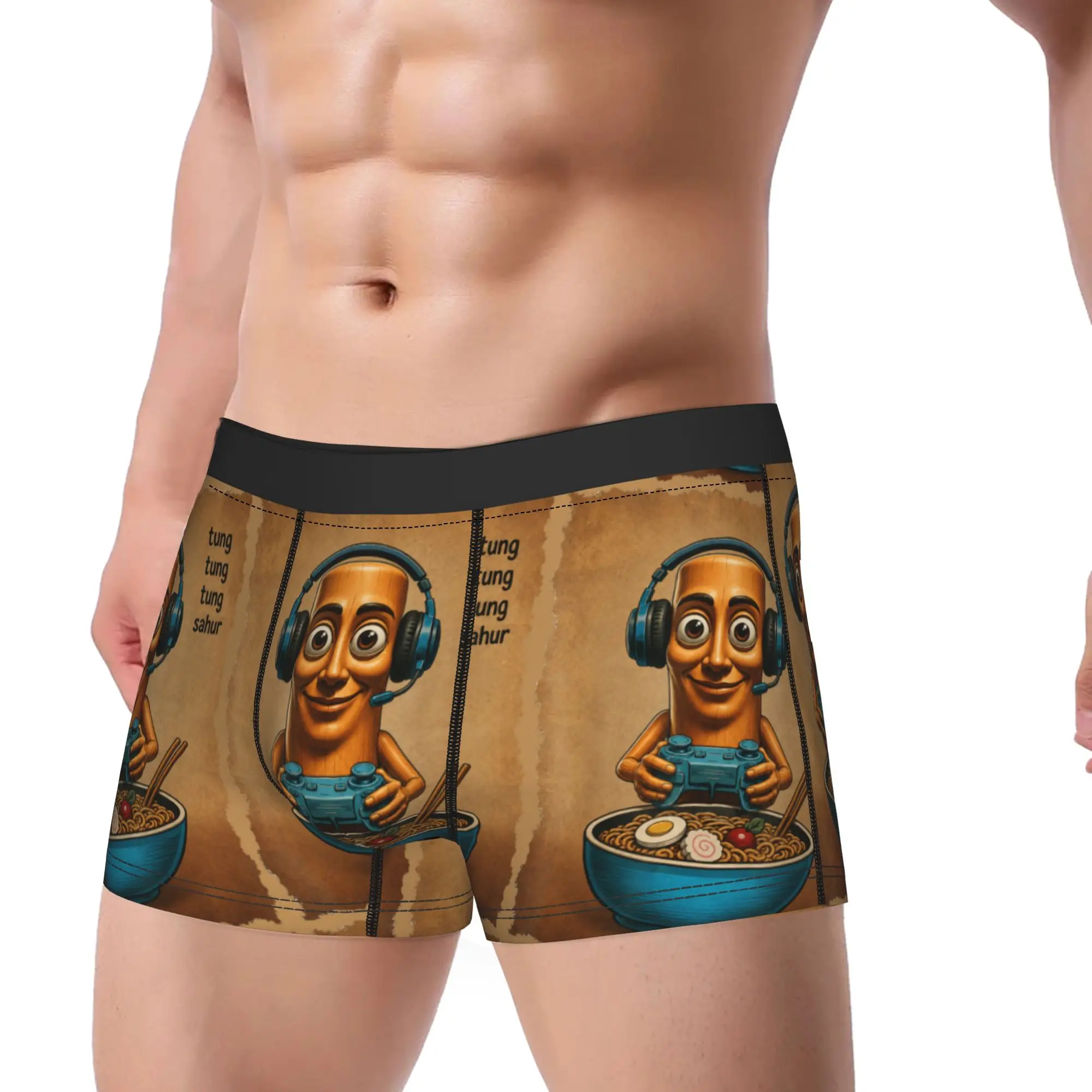Ramen Tung Sahur Gaming Anime Japanese Funny Teen Boys Gamer Underwear  Men's Panties Classic Boxershorts Boxer Brief Plus Size