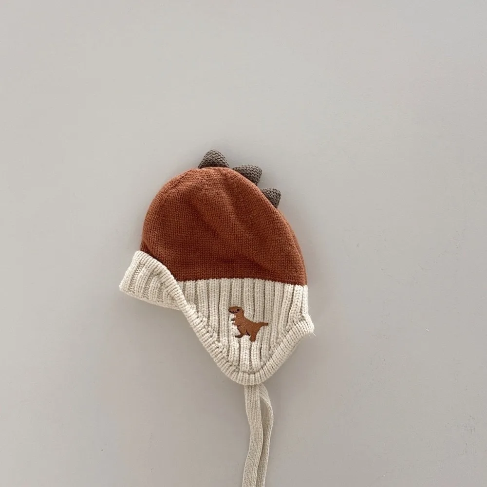 

Теплая милая шапка с защитой ушей динозавра, бархатная утолщенная детская вязаная пуловерная шапка с подкладкой, детские шапки для детей от 2 до 6 лет, зимние шапки