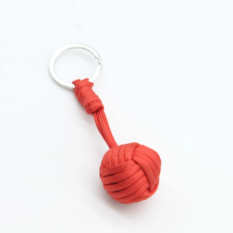 Outdoor Umbrella Rope Braided Keychain Accessories Military Self-defense Tool Steel Ball Keyring Hand-braided Keychains Pendant