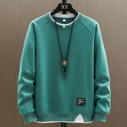 2024 neue Herren lässige Sweatshirts Harajuku einfarbige Mode gefälschte zweiteilige O-Neck Sweatshirt Hoodies Hip Hop männliche Streetwear