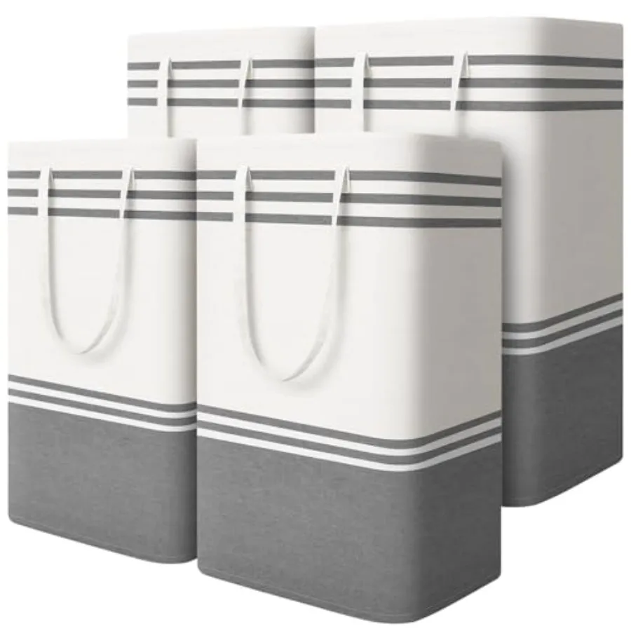 

4 Pack Large Laundry Baskets, Laundry Hampers, Freestanding Waterproof Collapsible Clothes Bag with Extended and Reinforced Han