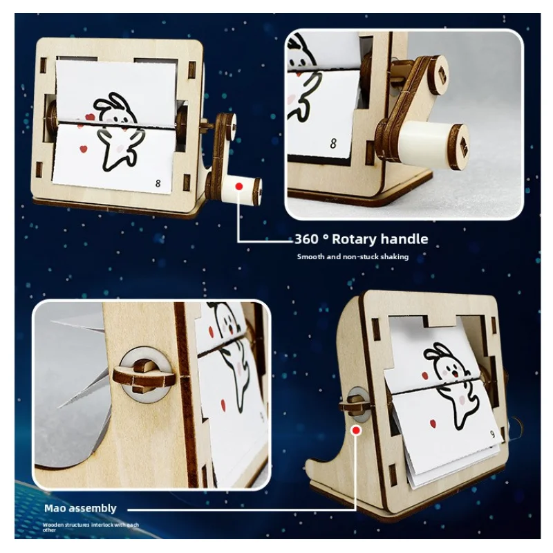 جميل أرنب الدورية العلوم اليدوية الحرفية الإبداعية DIY اليدوية المواد كيت اليد مكرنك الرسوم المتحركة الجمعية لعبة تعلم