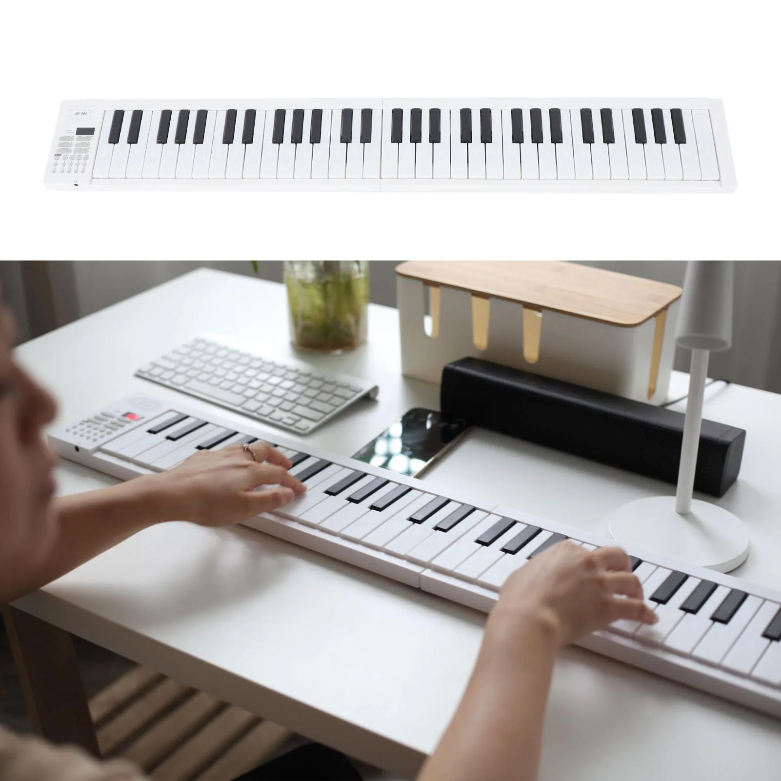 61 Key Foldable Piano Portable Keyboard Folding Electronic Instrument Toy with Recording Playback DC 5V